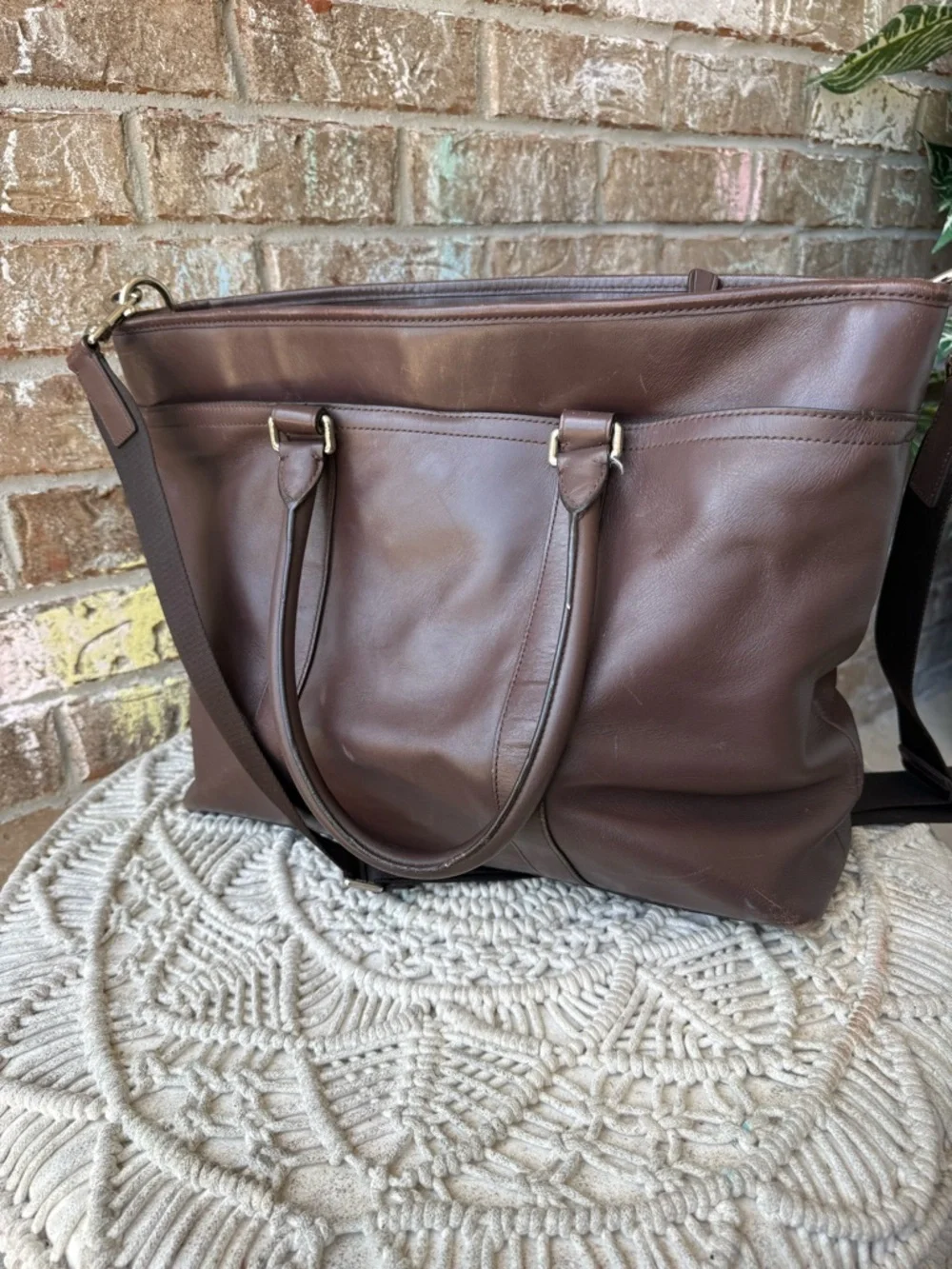 Coach Lexington F70916 Brown Leather Briefcase Carry-all messenger Shoulder bag